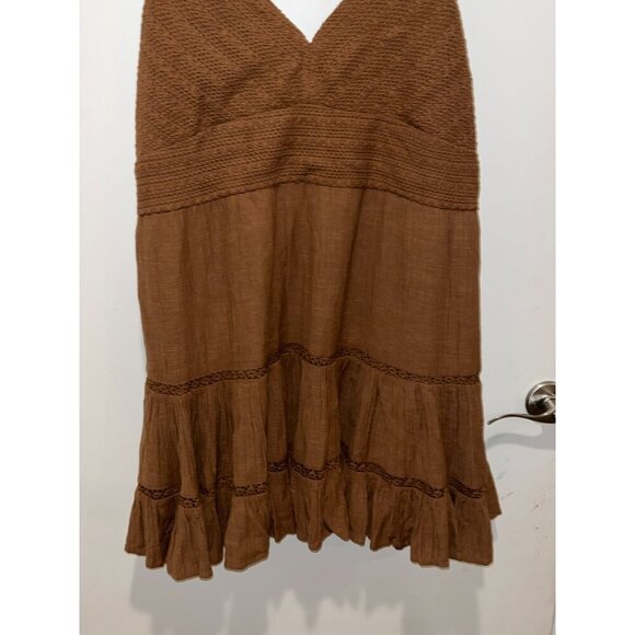 American Eagle Brown Ruffle Hemline Crochette  Mini Sundress Women's Size XXL - Picture 5 of 11